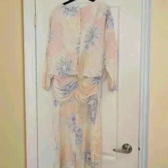 Edie johne 80s floral pink and blue  dress size small - Picture 9 of 13